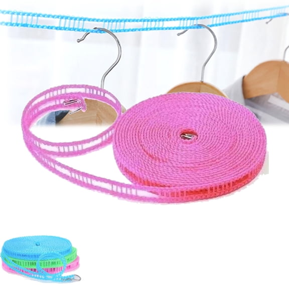 Portable Clothesline for Outdoor & Home, Clothesline for Outside, Adjustable, Windproof Non-Slip Clothesline, Portable Heavy Duty Travel Laundry Line for Outdoor, Camping & Indoor Drying