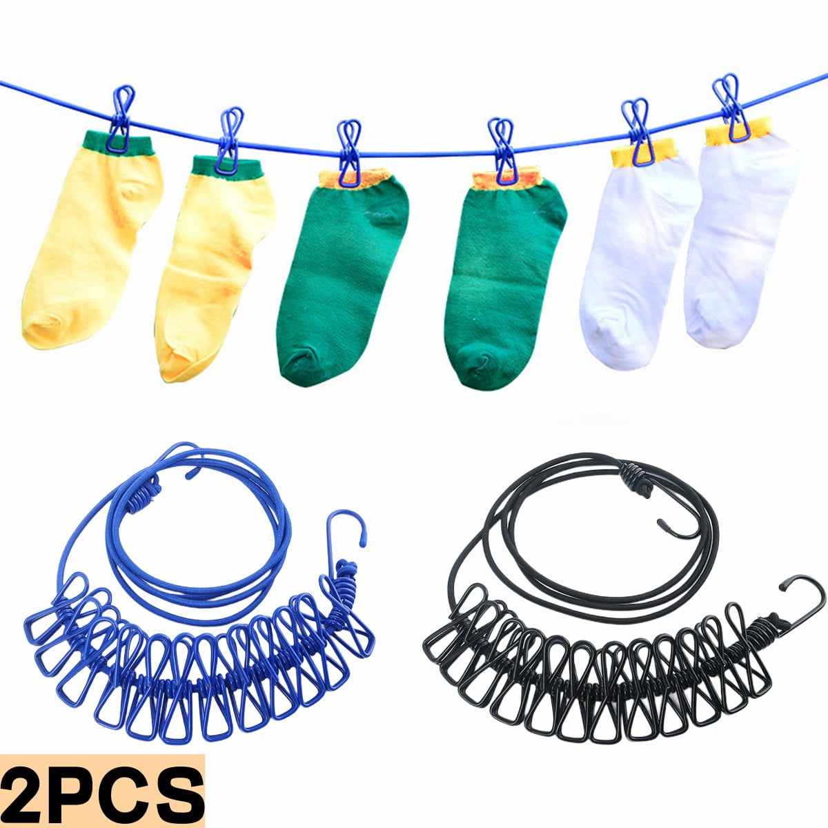 Portable Clothesline Retractable Clotheslines for Outdoor Elastic Travel Clothesline with 12