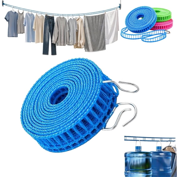 Portable Clothesline for Outdoor & Home, Adjustable Windproof Laundry Drying Rope, Retractable Fence Style Line with Hooks for RV Travel