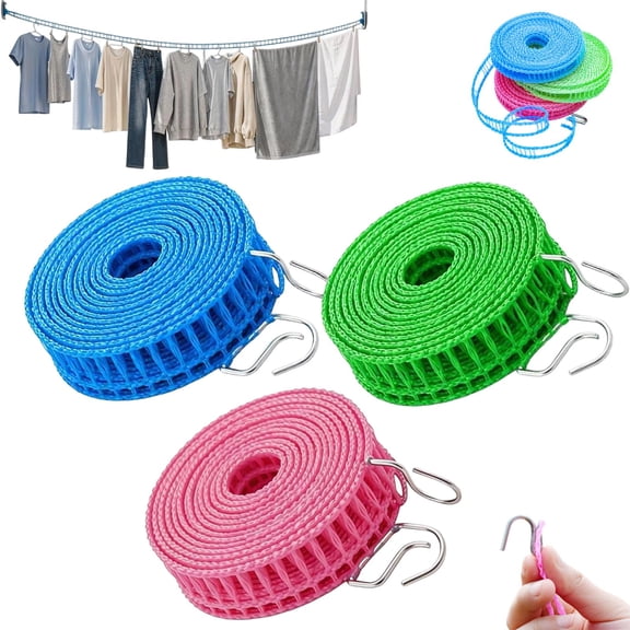 Portable Clothesline for Outdoor & Home, Anti-Bunching Windproof Clothes Line, Adjustable Laundry Drying Rope