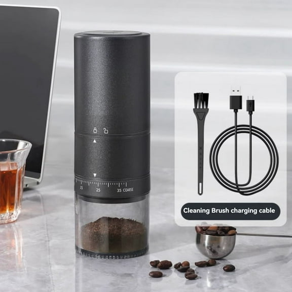 Portable Coffee Grinder Electric Burr Coffee Grinder for Traveling Camping with 38 Adjustable Grind Settings Black