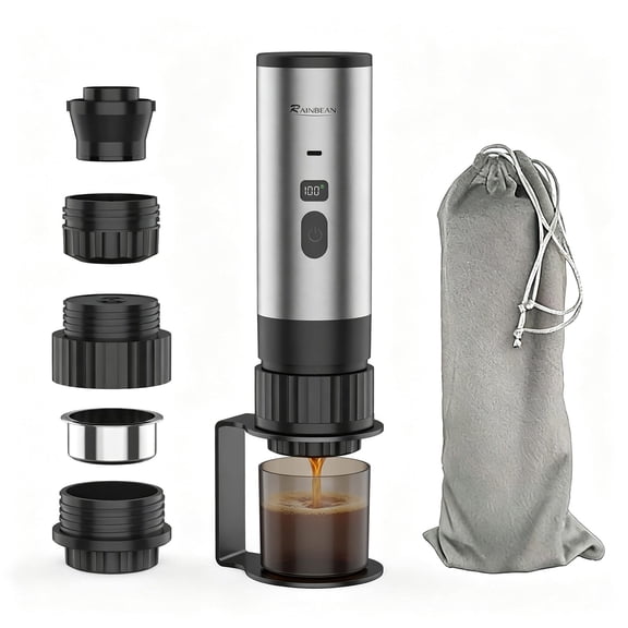 Portable Espresso Machine for Travel, 3-in-1 Mini Coffee Maker with USB-C, Compatible with NS/DG Capsules/Ground Coffee, 15 Bar, Ideal for Camping, Car, Office & Gifts, Silver