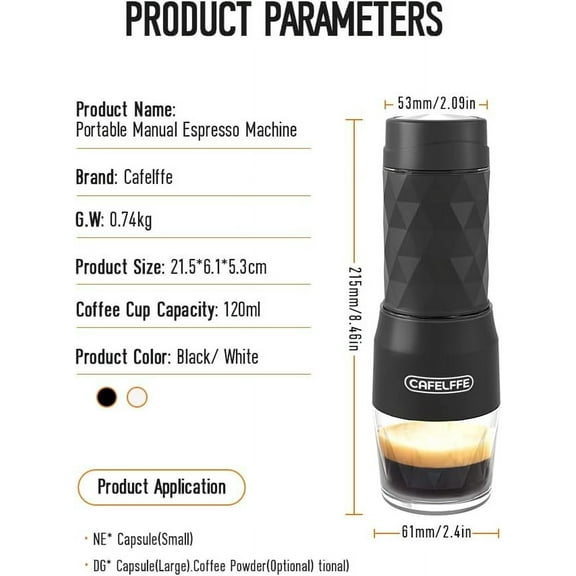Portable Coffee Maker,3 in 1 Manual Espresso Machine