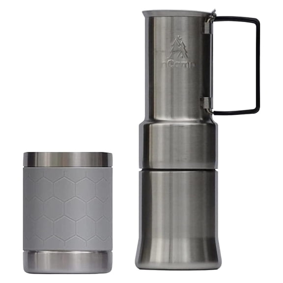 Portable Coffee Maker, Espresso Machine for Camping - Stainless Steel Travel Coffee Maker with Cup, 12oz - Compact Stove Top Moka Pot for Hiking & Outdoors