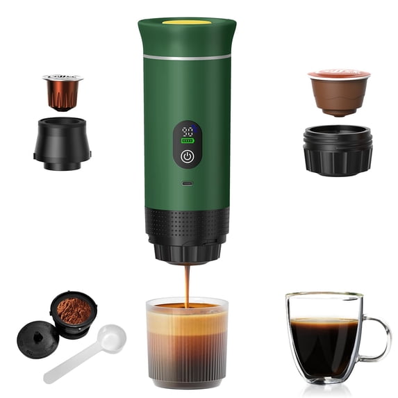 Portable Coffee Maker Espresso Machine, Camping coffee makers for travel, Car Coffee Maker Self-Heating with USB-C,Mini Battery Portable espresso maker machine With Ground Coffee & NS Capsule