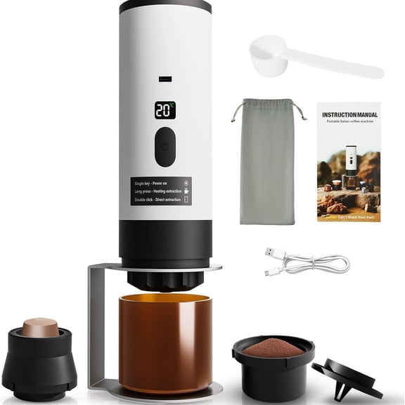 Portable Coffee Maker Espresso Machine,Rechargeable 7800mAh Battery & Digital Display, Self-Heating Travel Coffee Maker Camping And Home Use