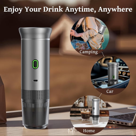 Portable Coffee Maker Espresso Machine, Travel Espresso Maker, Cafetera Portatil Expreso with Small Tea Cup, Compatible with Ground Coffee & NS Capsule for RV,Car, Hiking, Camping Office