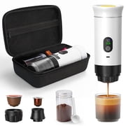 Portable Coffee Maker for Travel & Camping, Portable Espresso Maker with Bag, Rechargeable Cordless Battery Operated Coffee Makers for Ground Coffee, NS Capsule RV, Hiking, OfficeWhite
