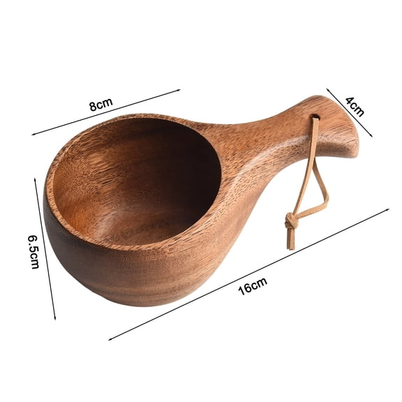 Portable Coffee Mug Wooden Juice Milk Cup Drinkware With Handle Carrying Rope C YIWEI