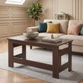 thumbnail image 1 of Portable Coffee Table with Foldable Legs, Modern Wood Center Table for Small Space, Living Room,Brown, 1 of 7