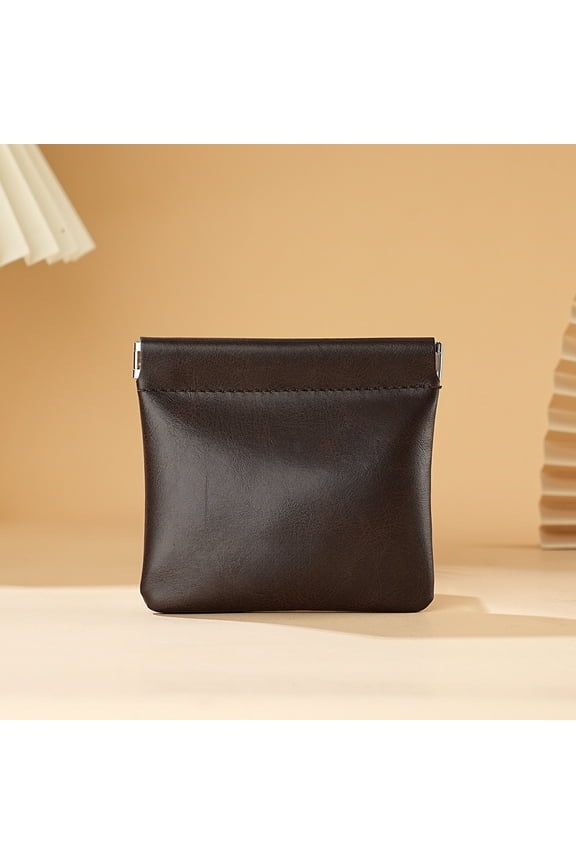 Portable Coin Pouch | Automatic Closure Faux Leather Organizer | Mini Cash & Holder | Compact Envelope Style | Velvet Lined | 4.7"x4.3" | Coffee/Wine/Black | 1 Pack