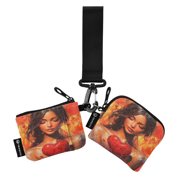 Portable Coin Purse Two 4.13x4.13 Iinches 4.13x3.5 Inches Wrist Coin Purse Keys Coin Purse Portable Women's Purse Beautiful Woman