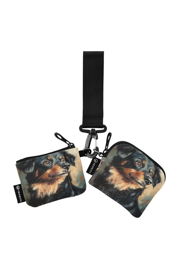 Portable Coin Purse Two 4.13x4.13 Iinches 4.13x3.5 Inches Wrist Coin Purse Keys Coin Purse Portable Women's Purse Black Pretty Dog