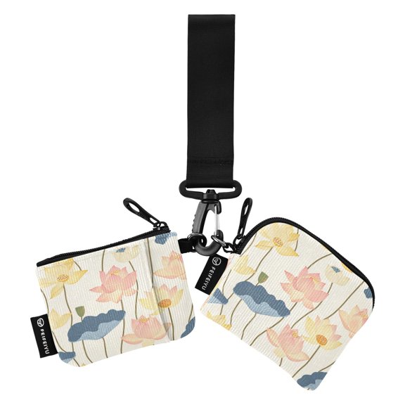 Portable Coin Purse Two 4.13x4.13 Iinches 4.13x3.5 Inches Wrist Coin Purse Keys Coin Purse Portable Women's Purse Cartoon Lotus Pattern