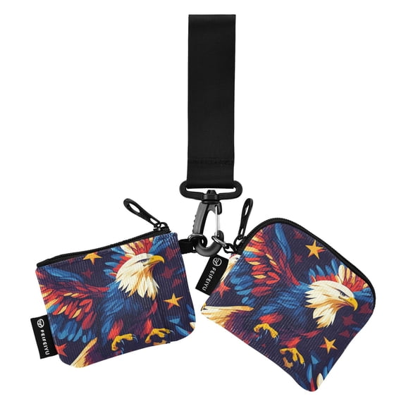 Portable Coin Purse Two 4.13x4.13 Iinches 4.13x3.5 Inches Wrist Coin Purse Keys Coin Purse Portable Women's Purse Eagle and Star