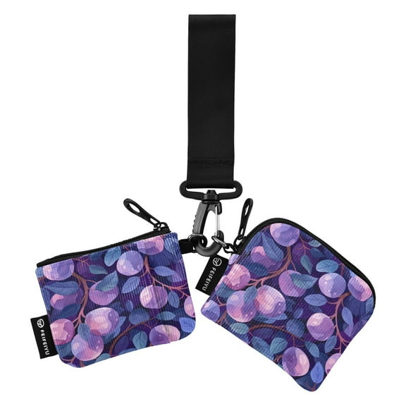 Portable Coin Purse Two 4.13x4.13 Iinches 4.13x3.5 Inches Wrist Coin Purse Keys Coin Purse Portable Women's Purse Large Purple Plum