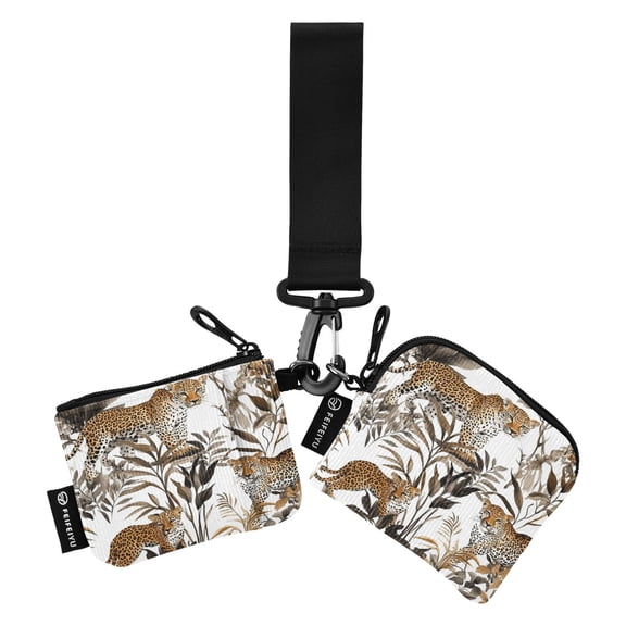 Portable Coin Purse Two 4.13x4.13 Iinches 4.13x3.5 Inches Wrist Coin Purse Keys Coin Purse Portable Women's Purse Leopards