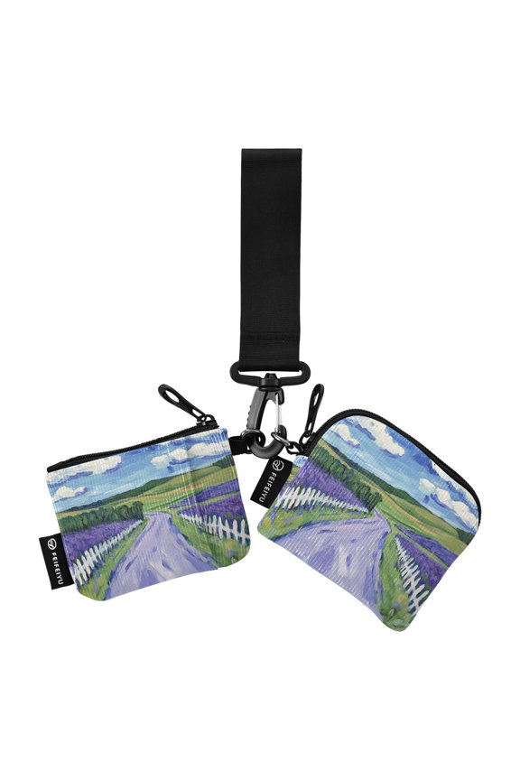 Portable Coin Purse Two 4.13x4.13 Iinches 4.13x3.5 Inches Wrist Coin Purse Keys Coin Purse Portable Women's Purse Pretty Beautiful Road