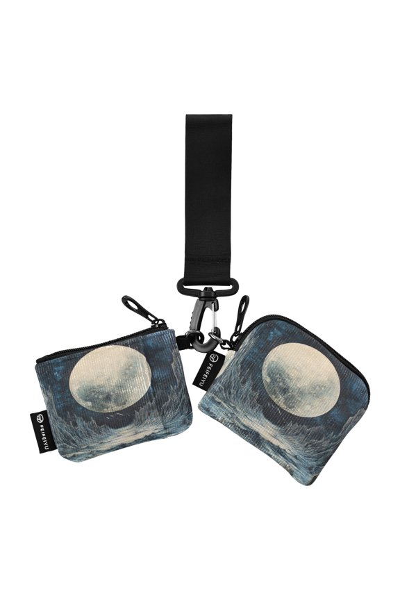 Portable Coin Purse Two 4.13x4.13 Iinches 4.13x3.5 Inches Wrist Coin Purse Keys Coin Purse Portable Women's Purse Pretty Cool Moon