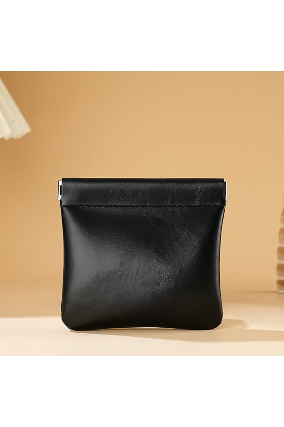 Portable Coin Purse with Automatic Closure Faux Leather Organizer Pouch for Cash Jewelry Small Items Compact Wallet for Travel Gym Commuting