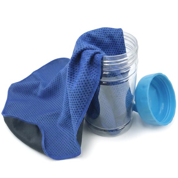 Portable Cold Sweat Towel, Soft Breathable Mesh Reusable Rag Cooling Neck Wraps Microfiber Towel for Gym 35x12 Inches Pouch ,Royal Blue