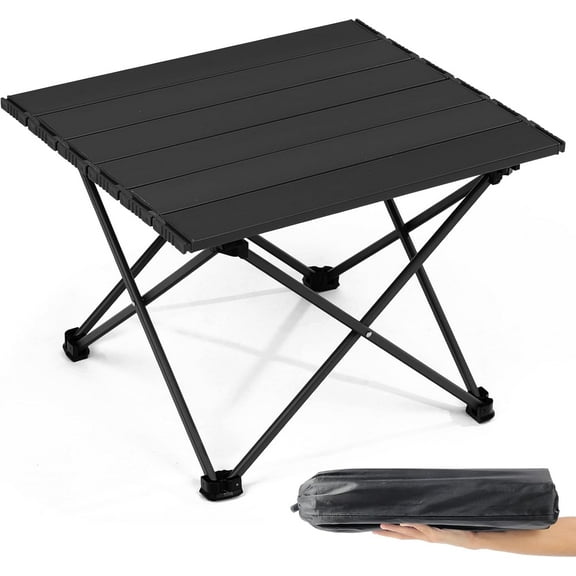 Portable Collapsible Beach Table, Foldable Roll Up Camping Table, Small Lightweight Aluminum Folding Table for Outdoor Camp Tent Festival RV Travel