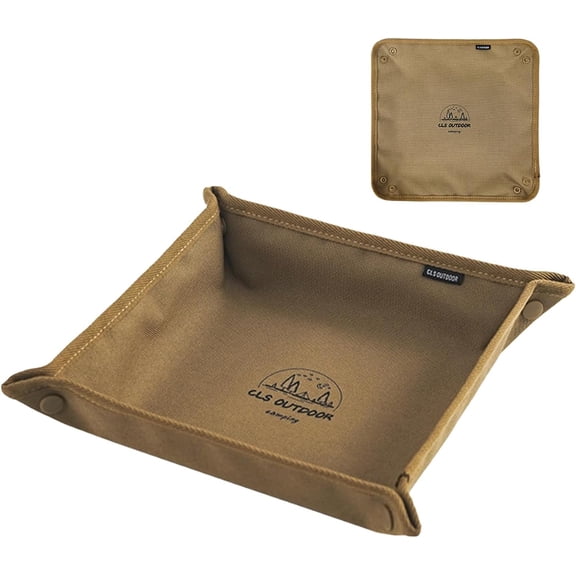 Portable Collapsible Canvas Storage Tray, L-12x12 Inch, Multi-Functional Organizer for Home, Travel, Camping, Vanity, Kitchen, Outdoor Picnics