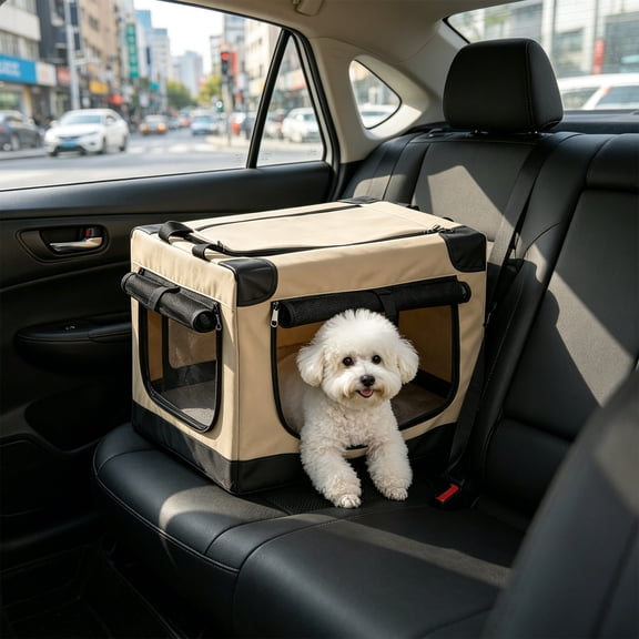 Portable Collapsible Dog Crate, Travel Dog Crate 19.7" x 13.8" x 13.8", Open Soft Sided Large Pet Carrier for Large Cats & Small Dogs Indoor and Outdoor
