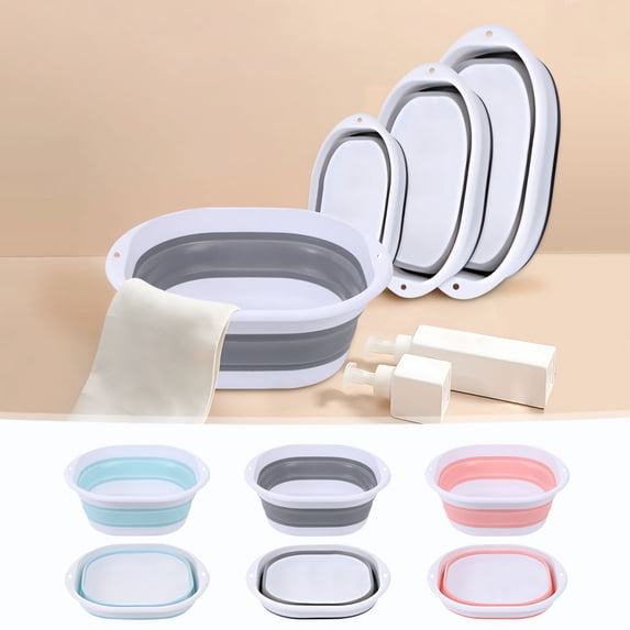 Portable Collapsible Foot Bath Tub Basin for Pool Entry Ladder, Camping & Travel Foot Soaking Wash Bucket for Rinsing Sand and Debris