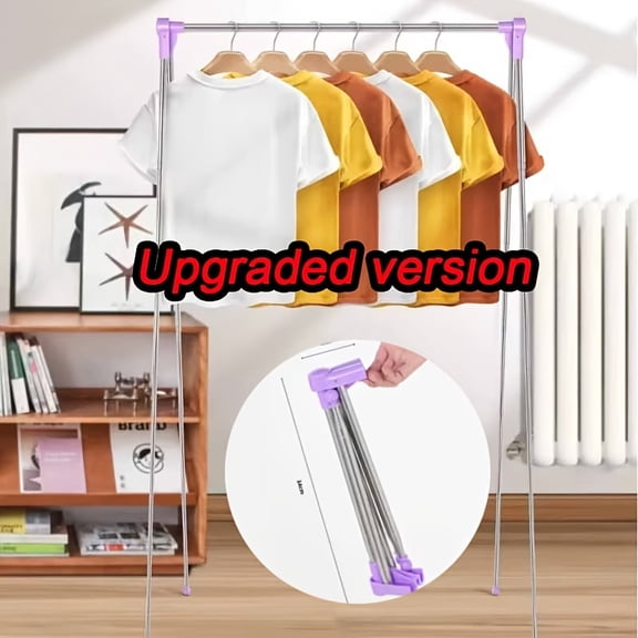 Portable Collapsible Garment Rack, Adjustable Telescopic Stainless Steel, Space-Saving Drying Hanger for Travel, Camping & Outdoor Use