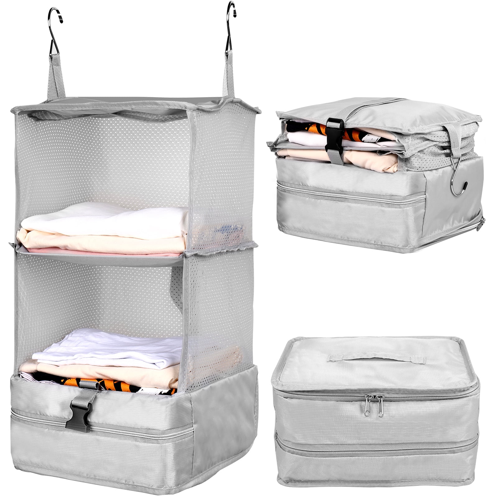 Portable Collapsible Hanging Travel Shelves Bags, Suitcase Organizer