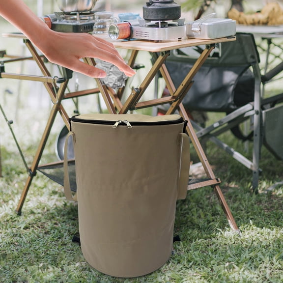 Portable Collapsible Outdoor Trash Can with Lid Durable Fabric Foldable Design Easy Clean for Camping Beach Picnic Park Travel Kitchen Living Room
