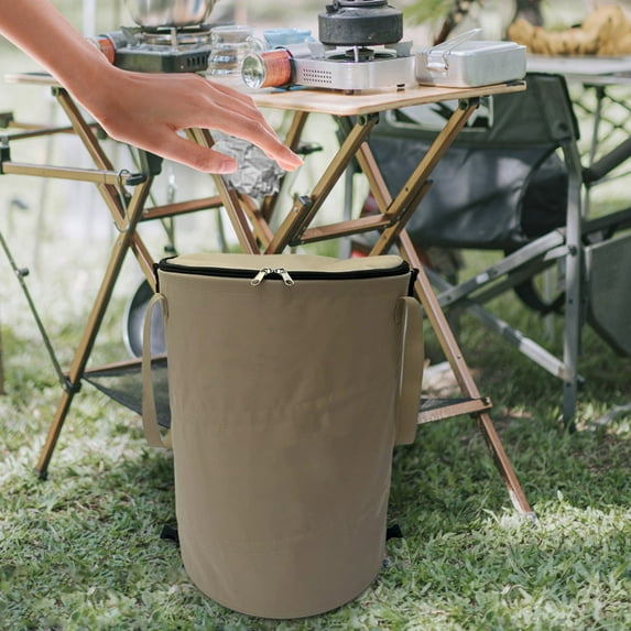 Portable Collapsible Outdoor Trash Can with Lid Durable Fabric Foldable Design Easy Clean for Camping Beach Picnic Park Travel Kitchen Living Room