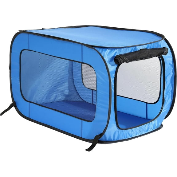 Portable, Collapsible, Pop Up Kennel Travel Cat and Dog Crate, 32.5" L x 19.5" W x 19.5" H, Blue
