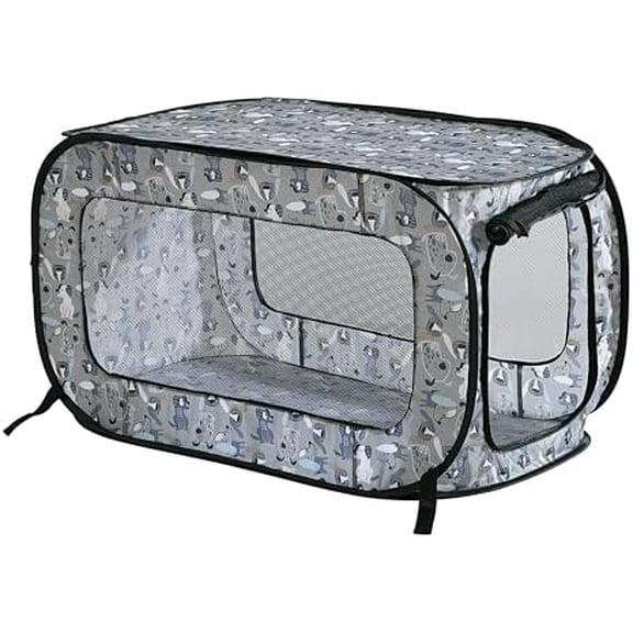 Portable, Collapsible, Pop Up Kennel Travel Cat and Dog Crate, 36" L x 22" W x 22" H, Tail Waggers
