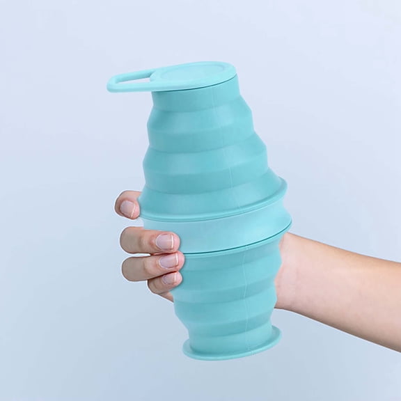 Portable Collapsible Silicone Water Cup Leakproof Travel Sport Bottle Foldable Drinking Mug for Outdoor Camping Hiking Daily Use 3.7 Inch