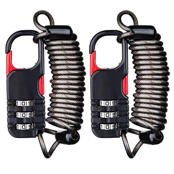 Portable Combination Cable Lock 2 Pack 3 Digit Resettable Steel Wire ...