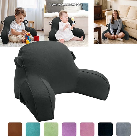 Portable Comfy Reading Pillows for Sitting in Bed, Back Support Pillow, Memory Foam Backrest Pillow with Arms for TV, Couch, Chair, Dorm, Black
