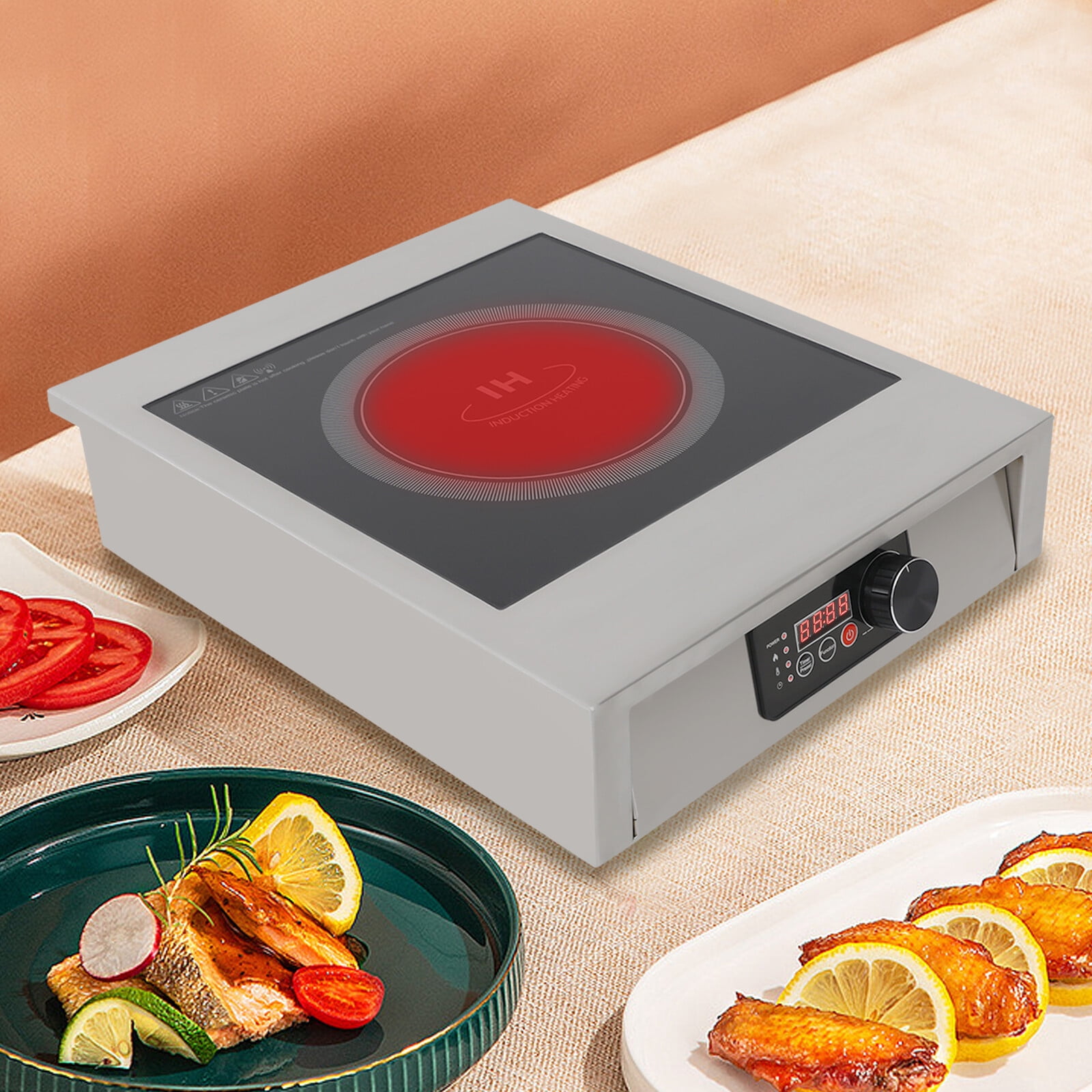 Portable Commercial Black Induction Cooktop 110V 3500W, 165.35lbs Capacity, 17.72*13.78*4.72in for Dorm Rooms, Home Kitchens, Backyard Cooking