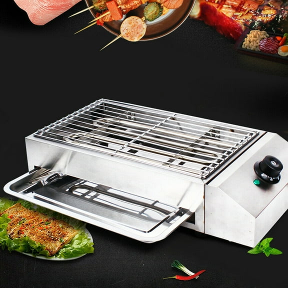 Portable Commercial Electric BBQ Grill Smokeless Barbecue Cooking Grill 1800W US