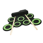 Portable Compact Digital Roll-Up Drum Set - 7 Silicon Pads, USB Powered, Includes Drumsticks, Foot Pedals, 3.5mm Audio Cable - Ideal for Practice, Beginners, Kids