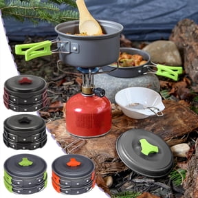 Portable Compact Outdoor Camping Cookware Set, Lightweight Pots & Pans Combo Kit, Space Saving Cooking Gear for Hiking, Backpacking, Picnic and Wilderness Outdoor Camping Trip