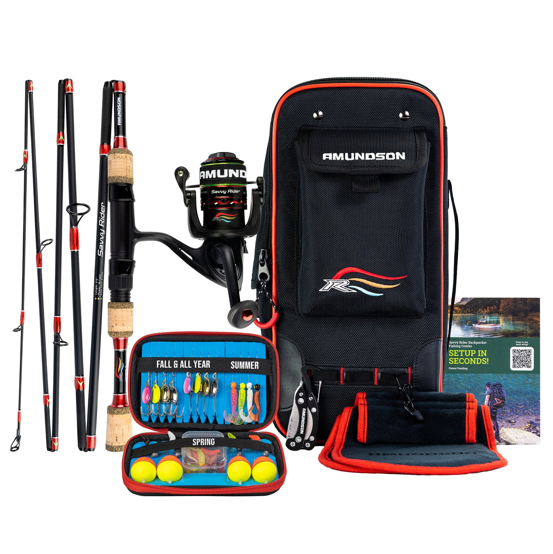 Portable Complete Fishing Kit Combo Fishing Rod, Reel, Lures Included