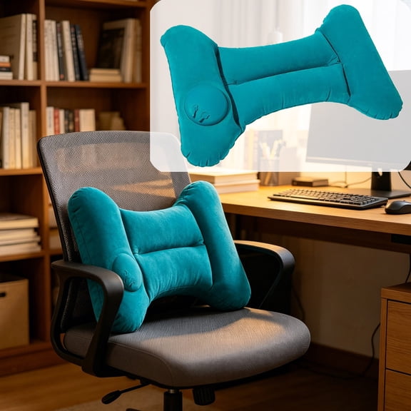 Portable Compression Inflatable Lumbar Pillow Curved Fits Lumbar Support, Office Chair Car Driving Home Sofa Camping Pillow, Ergonomic Back Pain Relief Support Pillow