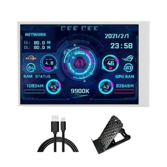 Portable Computer Monitor 3.5Inch Type C Wide 178° Viewing Angle Metal Frame Auxiliary Display