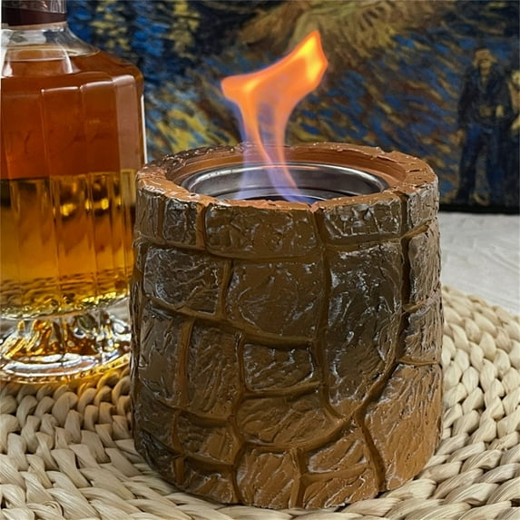 Portable Concrete Tabletop Fire Pit, Ethanol Bio Fuel Indoor Outdoor Fire Bowl, Decorative Ethanol Fireplace for Patio, Garden, Camping, Long Burning Up to 90 Minutes, Safe and Stylish