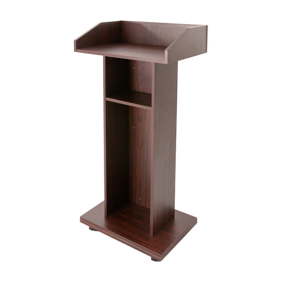 Portable Conference Presentation Stand, Presentation Standing Rack for Office Classroom New 3-Tier Storage Platform Brown Mobile Presentation Stand