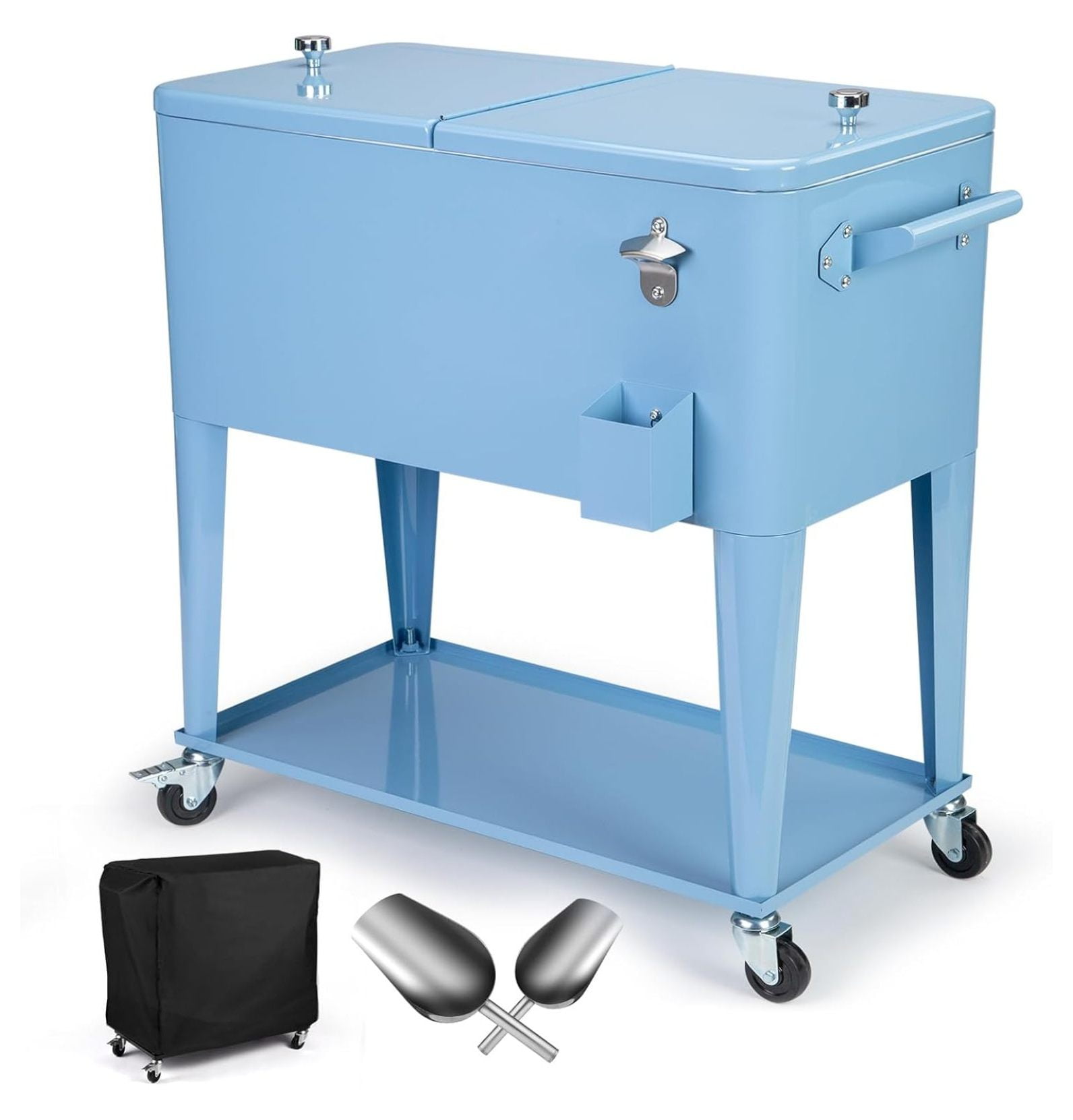 Portable Cooler Cart, 80 Quart Rolling Cooler Cart with Protective