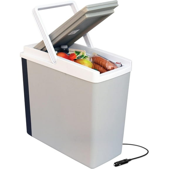 Portable Cooler - Electric Cooler for Car, Camping, Travel, 12 V Insulated Hard Sided Refrigerator for Vehicle, Boat, Truck, Warming & Cooling, Cools Drinks,Food for Road Trip, 18 qt