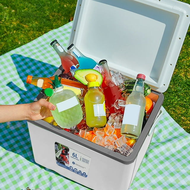 Portable Cooler Insulated Box, Lunch Cooler Box, 6 L Insulated Box, Leak Proof Outdoor Hard Cooler Keeps Ice For Up To 3 Days, For Beach Camping, Travel, Outdoor Party, White